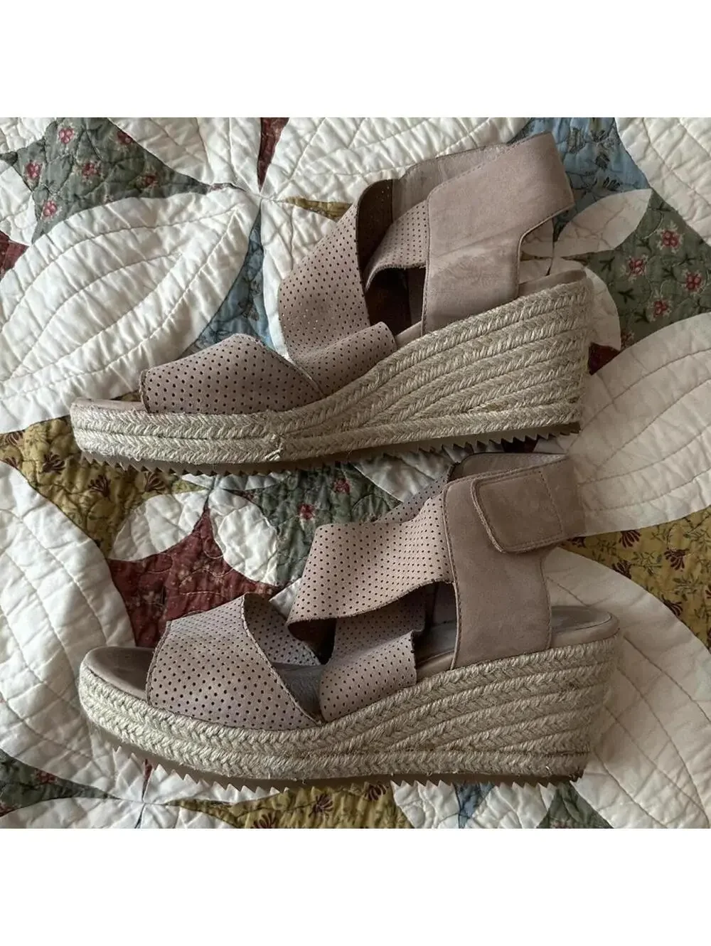 Eileen Fisher Willow wedge sandals nude summer formal Size US 7